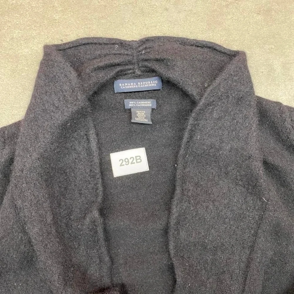 Banana‎ Republic 100% Cashmere Open Front Cardigan Black Women's Petite M - Picture 7 of 7